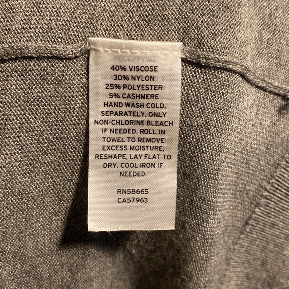 HALOGEN- grey cashmere blend lightweight open front longline cardigan w/pockets - Picture 10 of 14